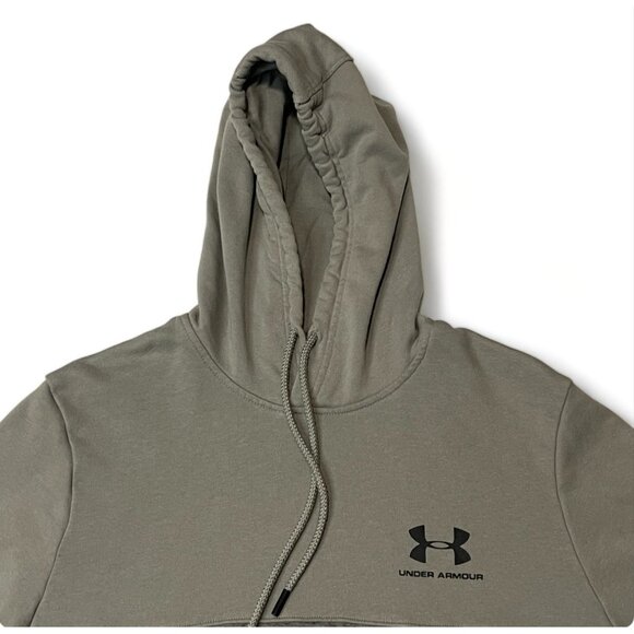 Under Armour Mens Short Sleeve Hoodie Size M Gray & Olive Cotton-Poly Blend - Picture 2 of 12